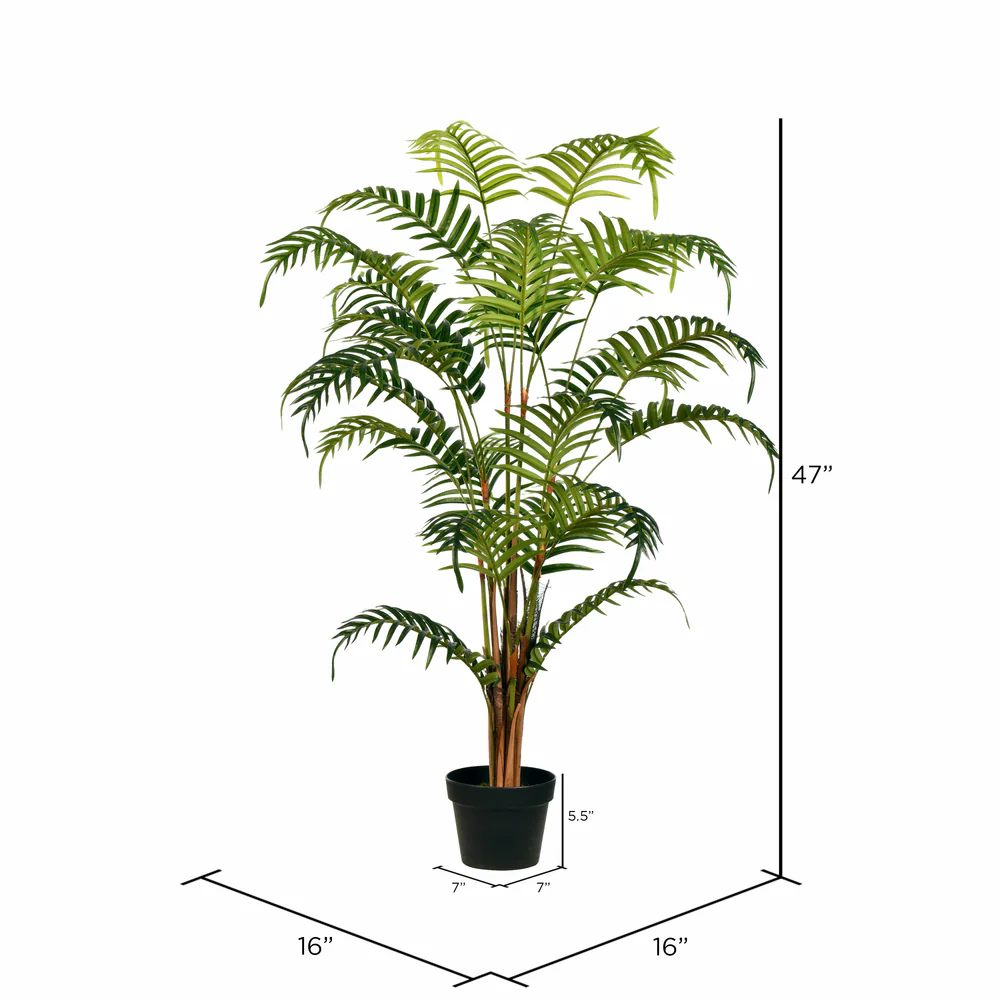 3'11" Real Touch Fern Palm Silk Tree w/Plastic Pot -Green - Image 3