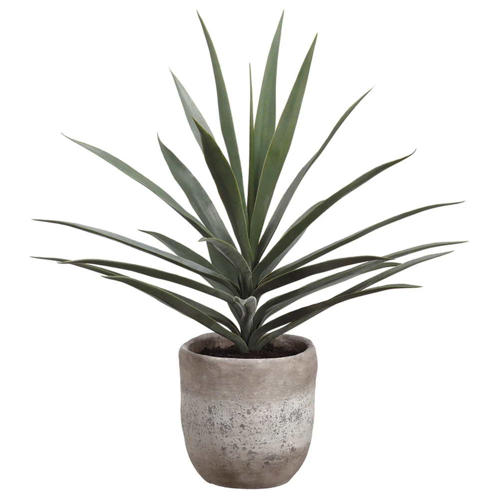 31"Hx27"W Yucca Silk Plant w/Cement Planter -Green