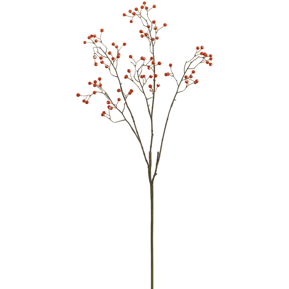 32.5" Glittered Artificial Berry Stem -Red (Pack of 12)