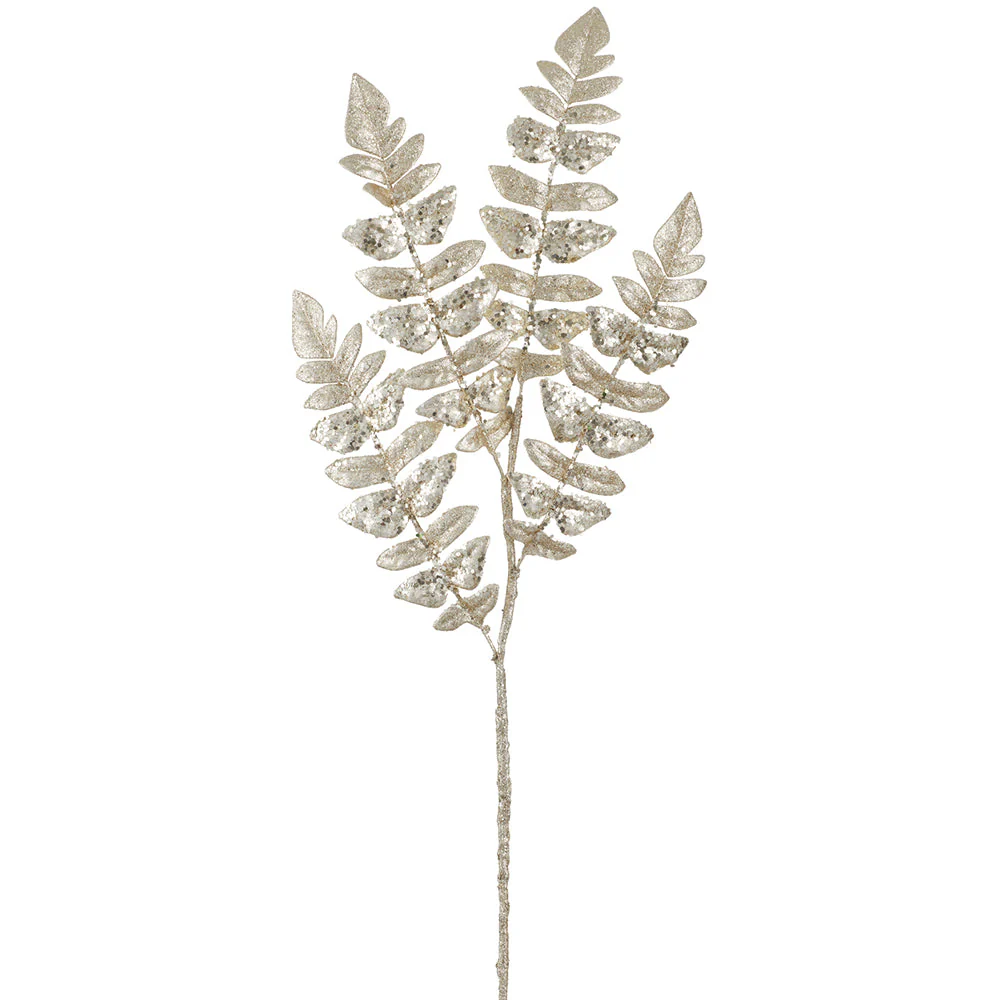 32" Glittered Artificial Fern Stem -Gold (Pack of 12)