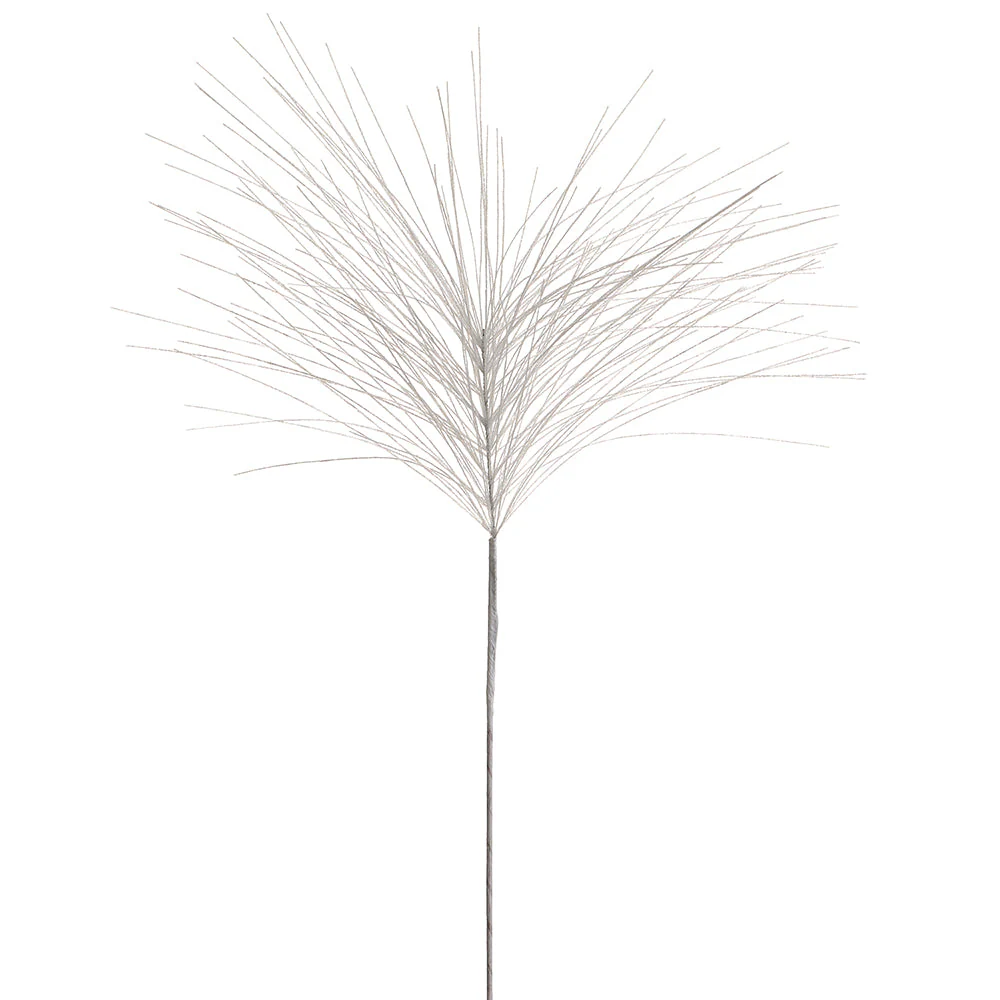 32" Glittered Artificial Long Needle Pine Stem -White/Iridescent (Pack of 12)