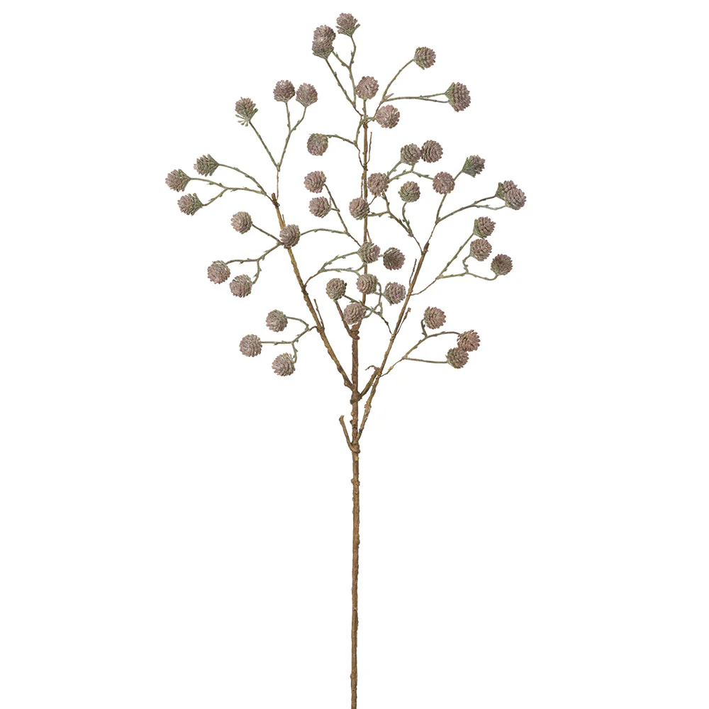 32" Glittered Artificial Pinecone Stem -Brown/Green (Pack of 12)