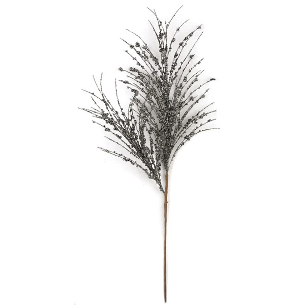 32" Glittered Foam Berry Artificial Stem -Black/Silver (Pack of 12)