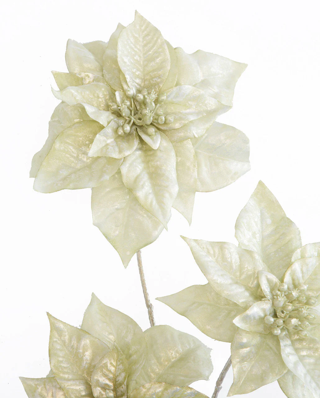 32" Iridescent Silk Poinsettia Flower Stem -Light Green (Pack of 12) - Image 2