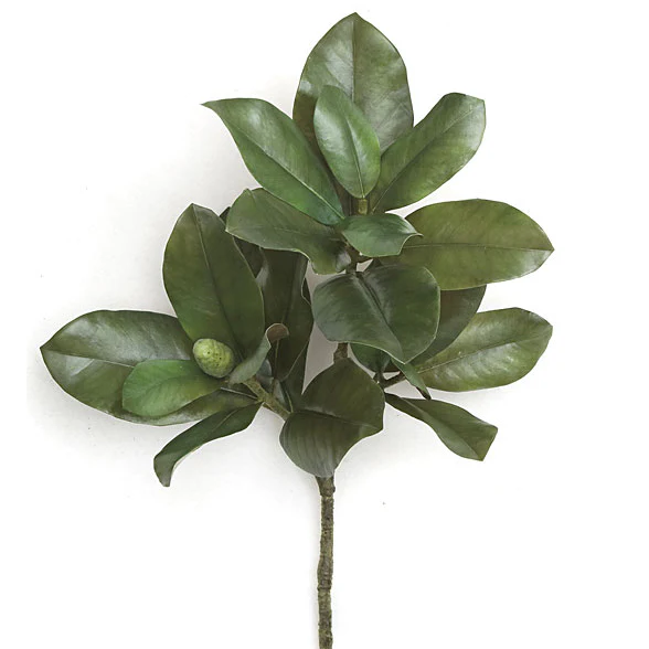 32" Magnolia Leaf Artificial Branch Stem -Green (Pack of 6)