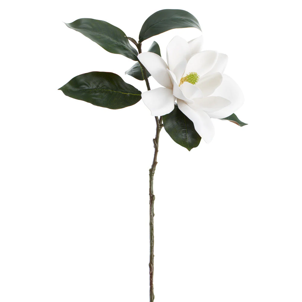 32" Magnolia Silk Flower Stem -White (Pack of 6)