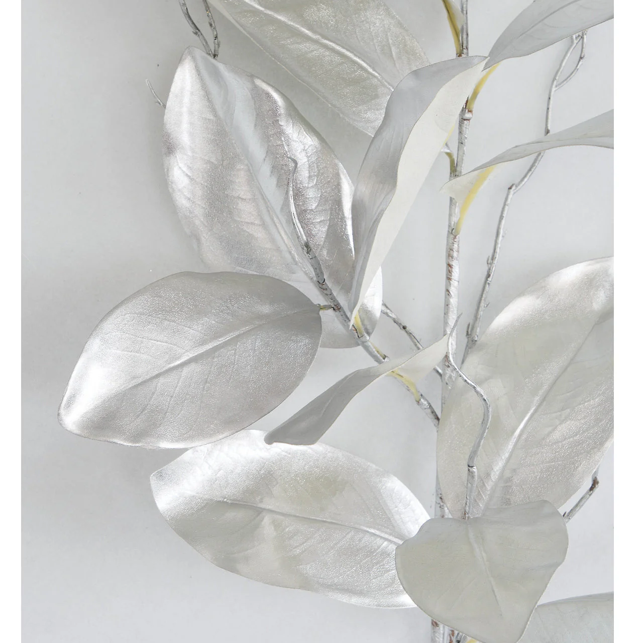 32" Metallic Artificial Magnolia Leaf Stem -Silver (Pack of 12) - Image 2