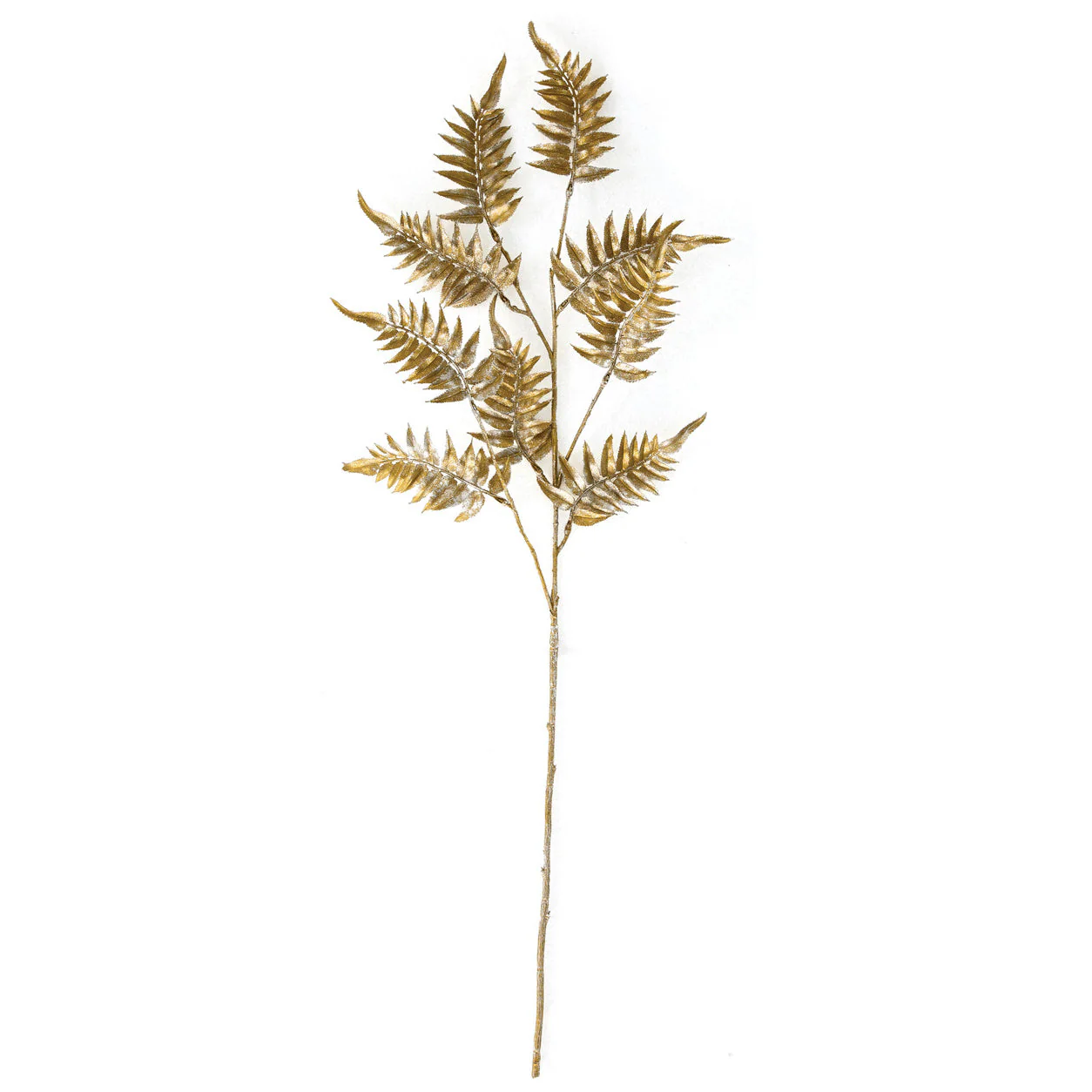 32" Metallic & Glittered Artificial Fern Leaf Stem -Gold (Pack of 24)