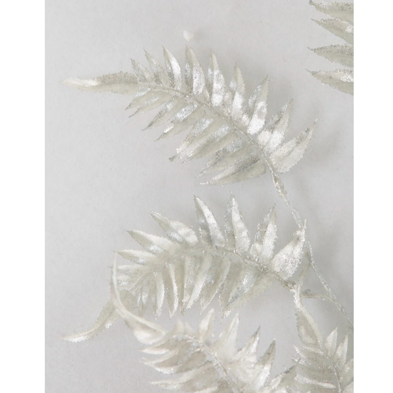 32" Metallic & Glittered Artificial Fern Leaf Stem -Silver (Pack of 24) - Image 2