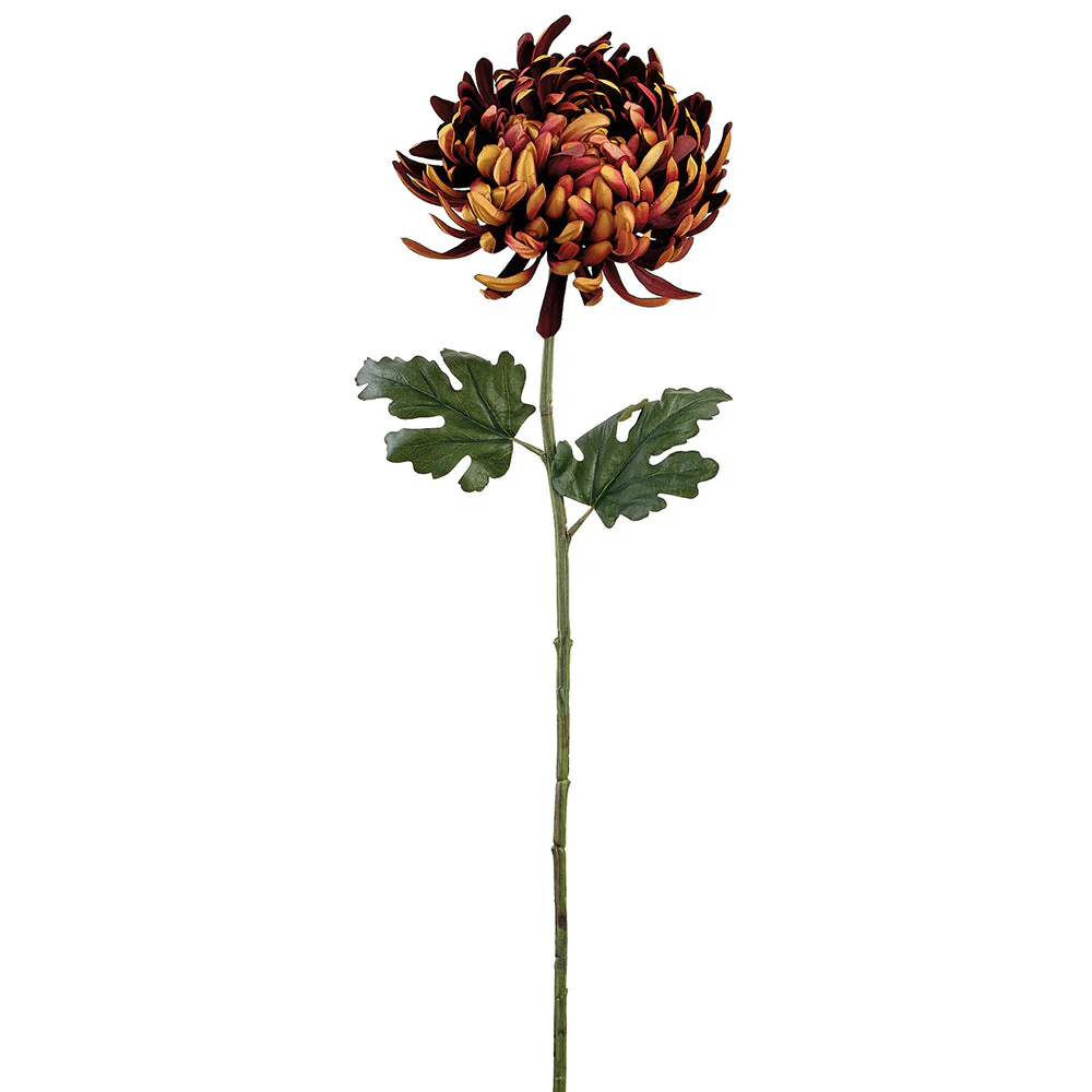 32" Mum Silk Flower Stem -Yellow/Brown (Pack of 12)
