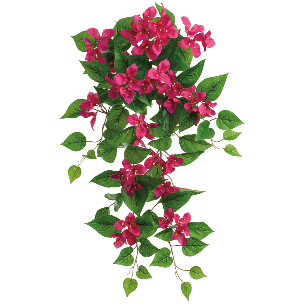 32" Outdoor UV-Resistant Artificial Hanging Bougainvillea Flower Bush -Beauty (Pack of 6)