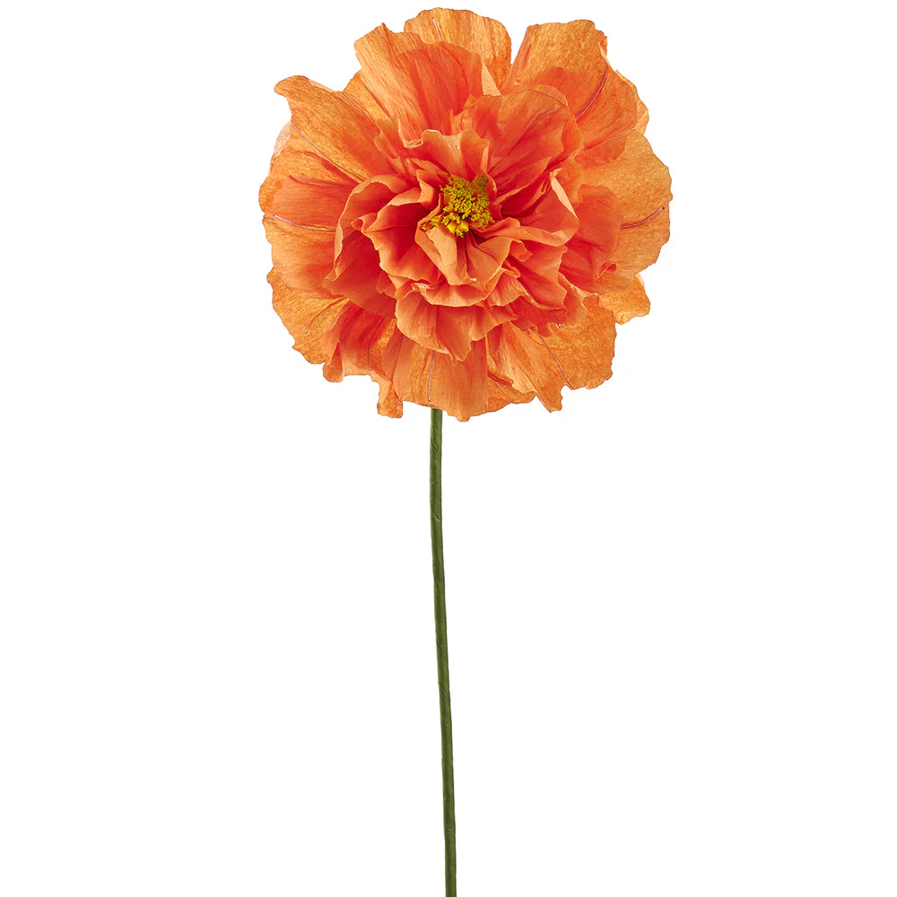 32" Paper Giant Peony Artificial Flower Stem -Flame (Pack of 12)
