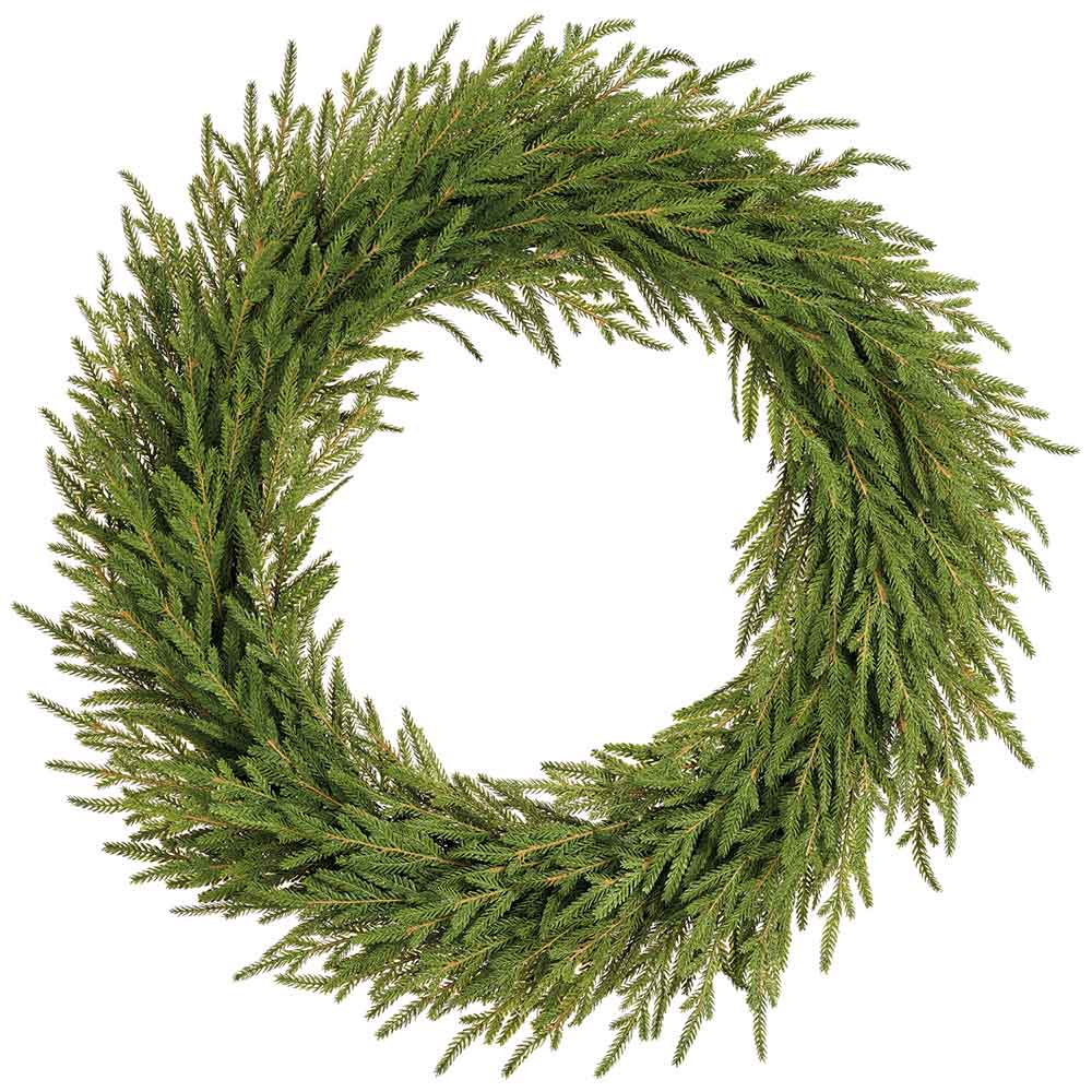 32" PE Soft-Touch Artificial Cypress Wreath -Green