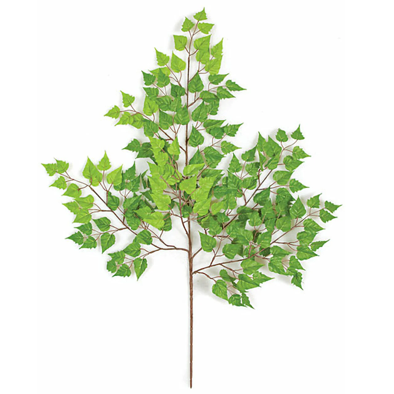 32" Silk Birch Leaf Branch Stem -2 Tone Green (Pack of 12)