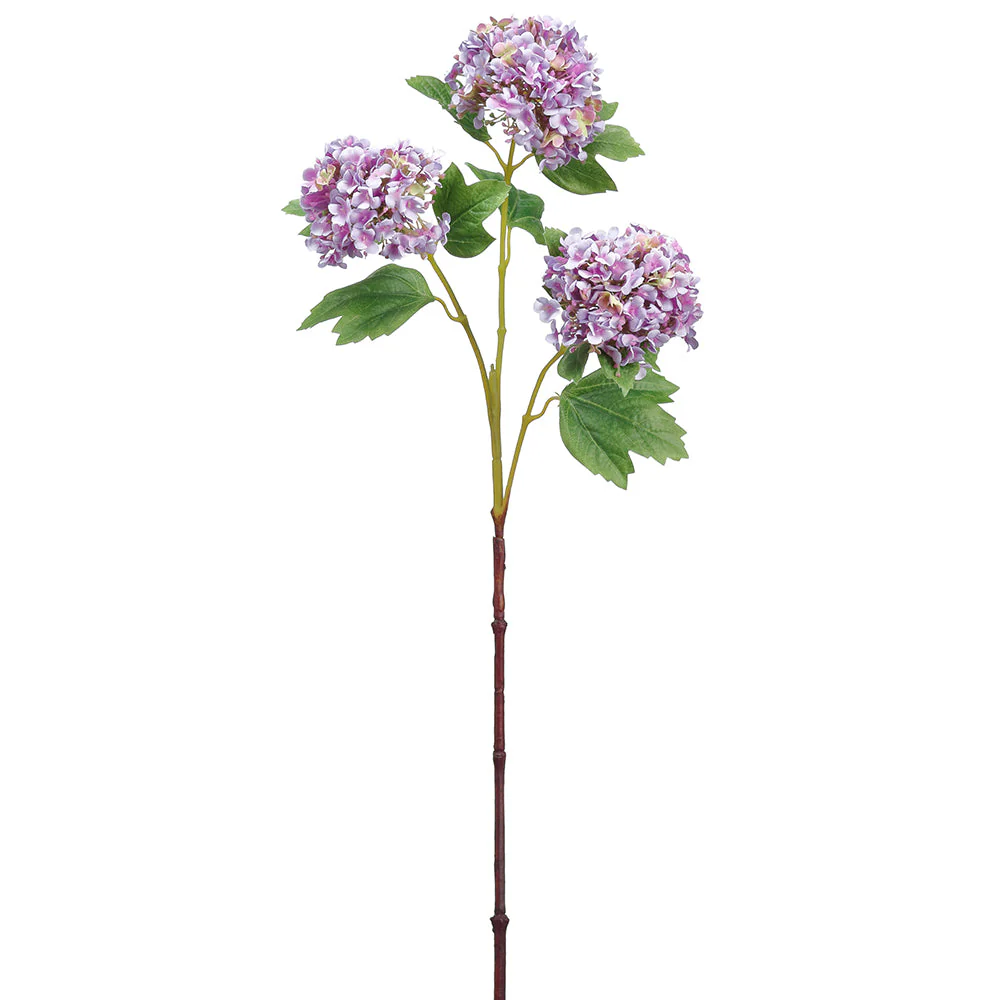 32" Silk Snowball Flower Stem -Purple/Green (Pack of 12)