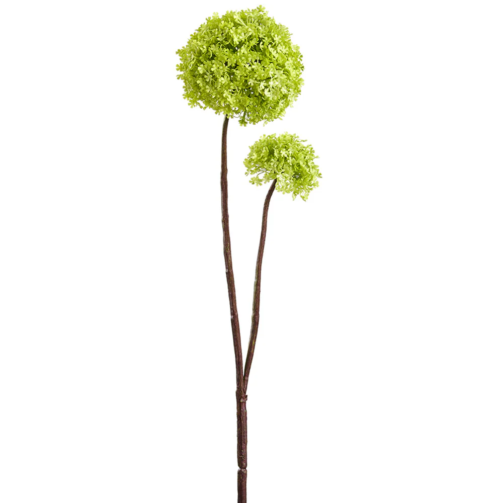 32" Snowball Silk Flower Stem -Green (Pack of 12)