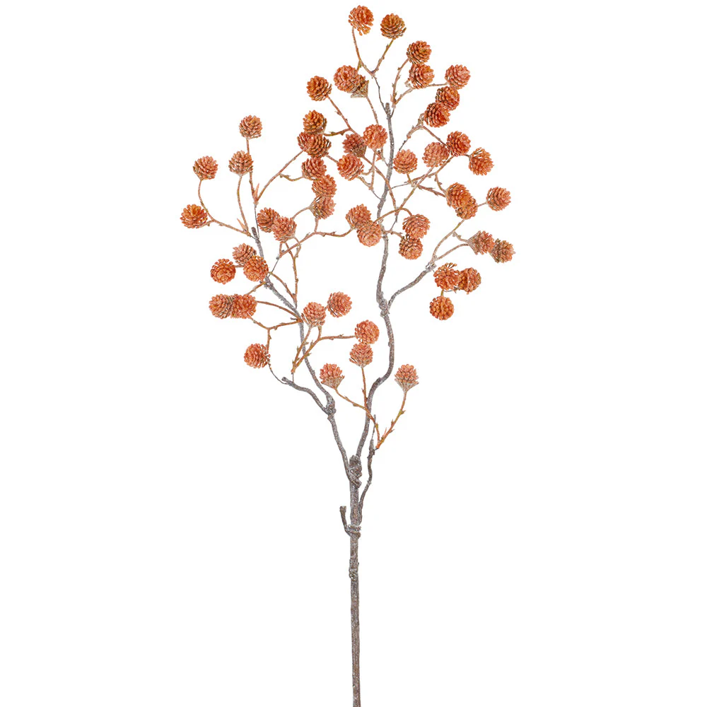 33" Glittered Artificial Pinecone Stem -Coral (Pack of 12)