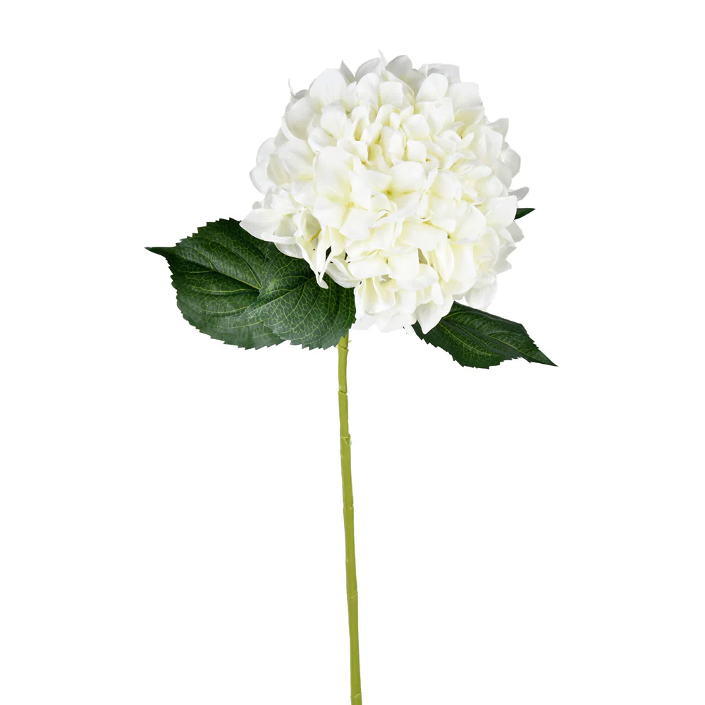 33" Hydrangea Silk Flower Stem -White (Pack of 6)