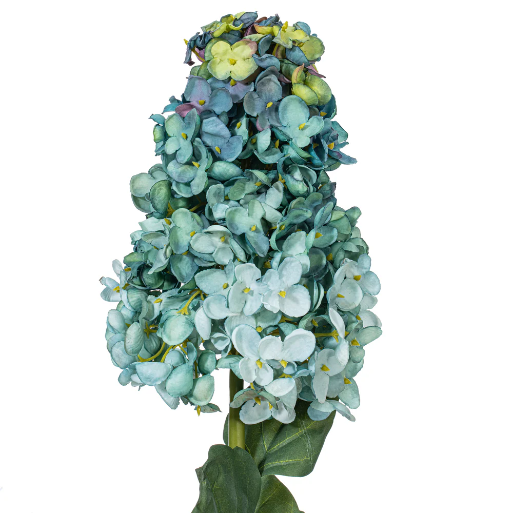 33" Silk Cone Hydrangea Flower Stem -Aqua (Pack of 6) - Image 2