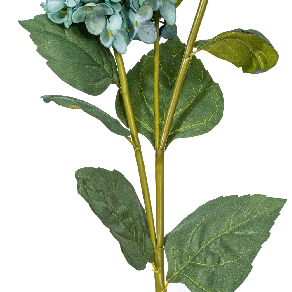 33" Silk Hydrangea Flower Stem -Aqua (Pack of 6) - Image 3