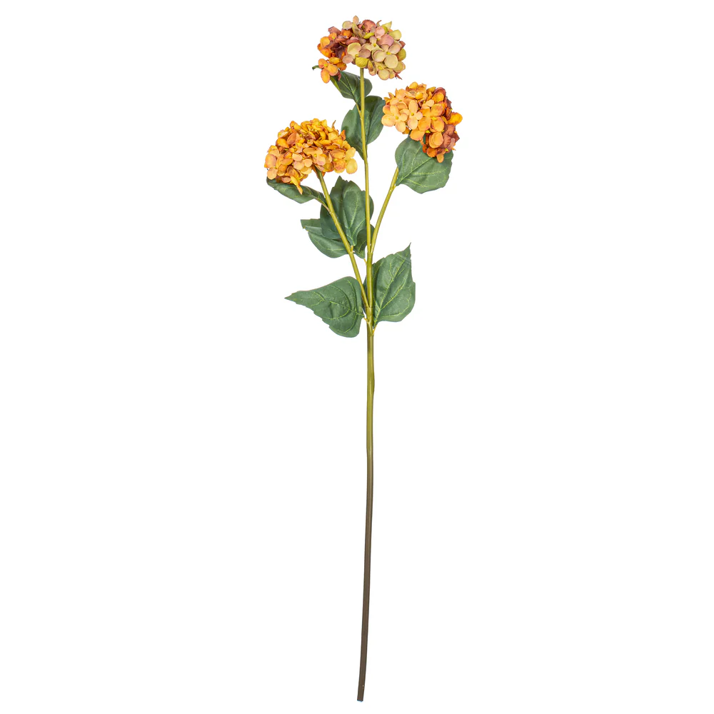 33" Silk Hydrangea Flower Stem -Gold/Yellow (Pack of 6)