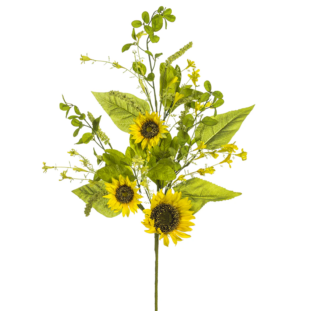 33" Silk Sunflower & Wildflower Flower Stem -Yellow (Pack of 6)
