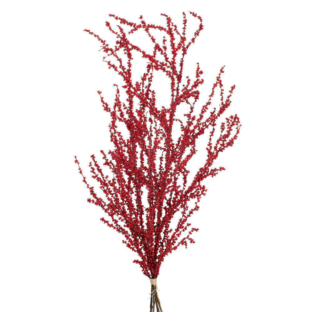 34" Artificial Berry Stem Bundle -Red (Pack of 24)