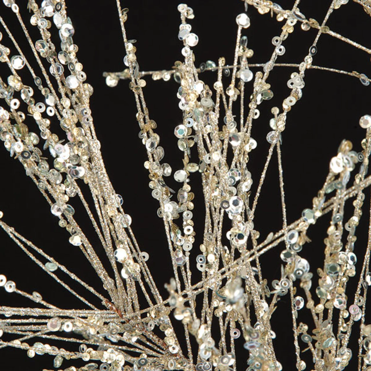 34" Glittered & Sequin Artificial Pine Stem -Champagne (Pack of 12) - Image 3