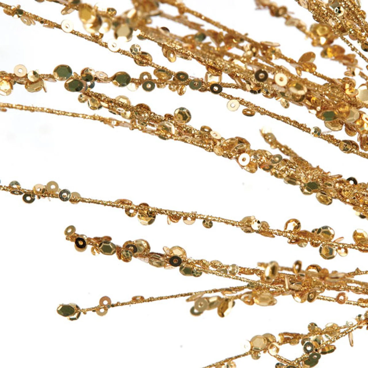 34" Glittered & Sequin Artificial Pine Stem -Gold (Pack of 12) - Image 2