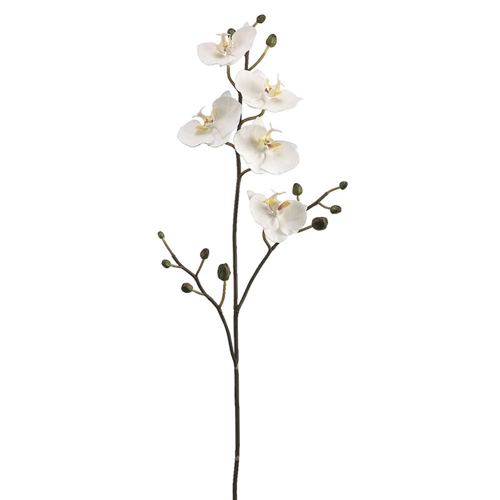 34" Hand-Wrapped Silk Phalaenopsis Orchid Flower Spray -White (Pack of 6)