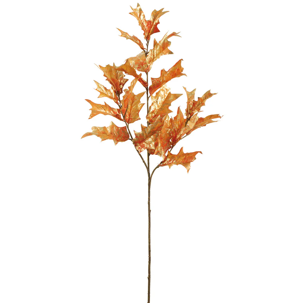 34" Metallic Artificial Oak Leaf Stem -Copper (Pack of 12)