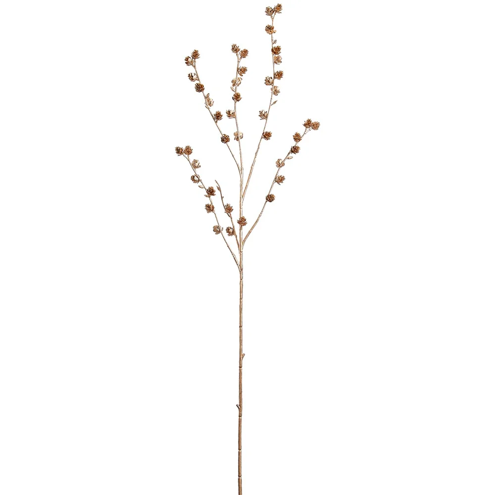 34" Metallic Artificial Pinecone Stem -Gold (Pack of 12)