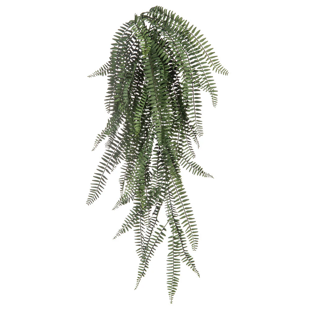 34" Outdoor UV-Resistant Artificial Hanging Boston Fern Leaf Plant -Green (Pack of 8)