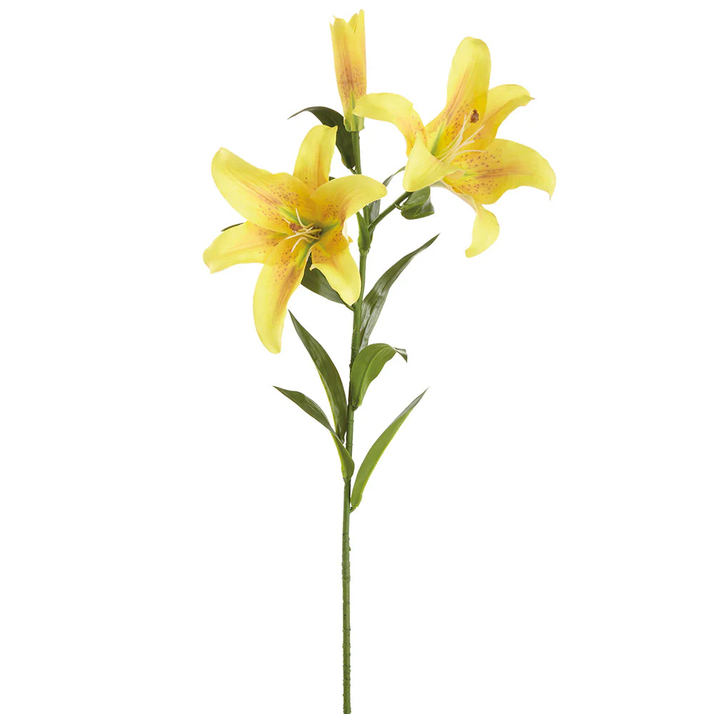 34" Outdoor UV-Resistant Artificial Tiger Lily Flower Stem -Yellow (Pack of 12)