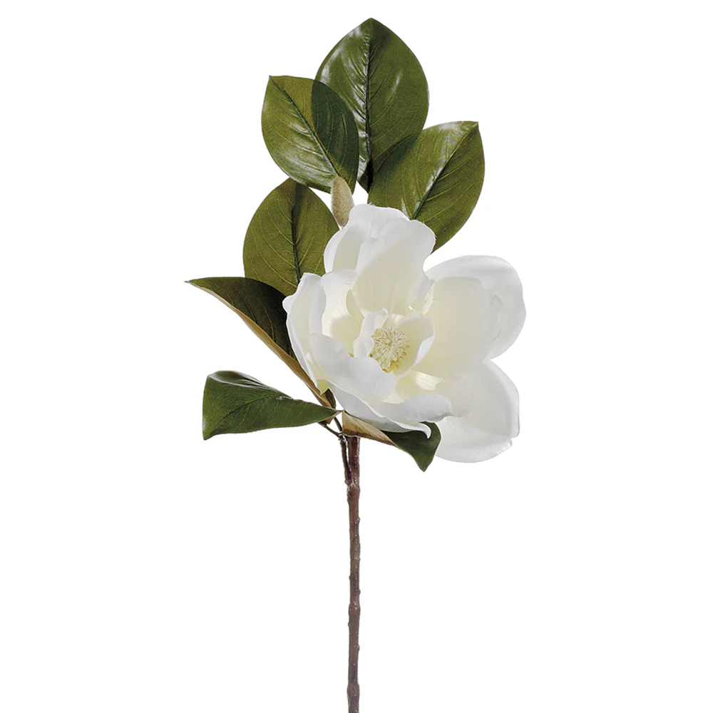 34" Silk Magnolia Flower Spray -White (Pack of 12)