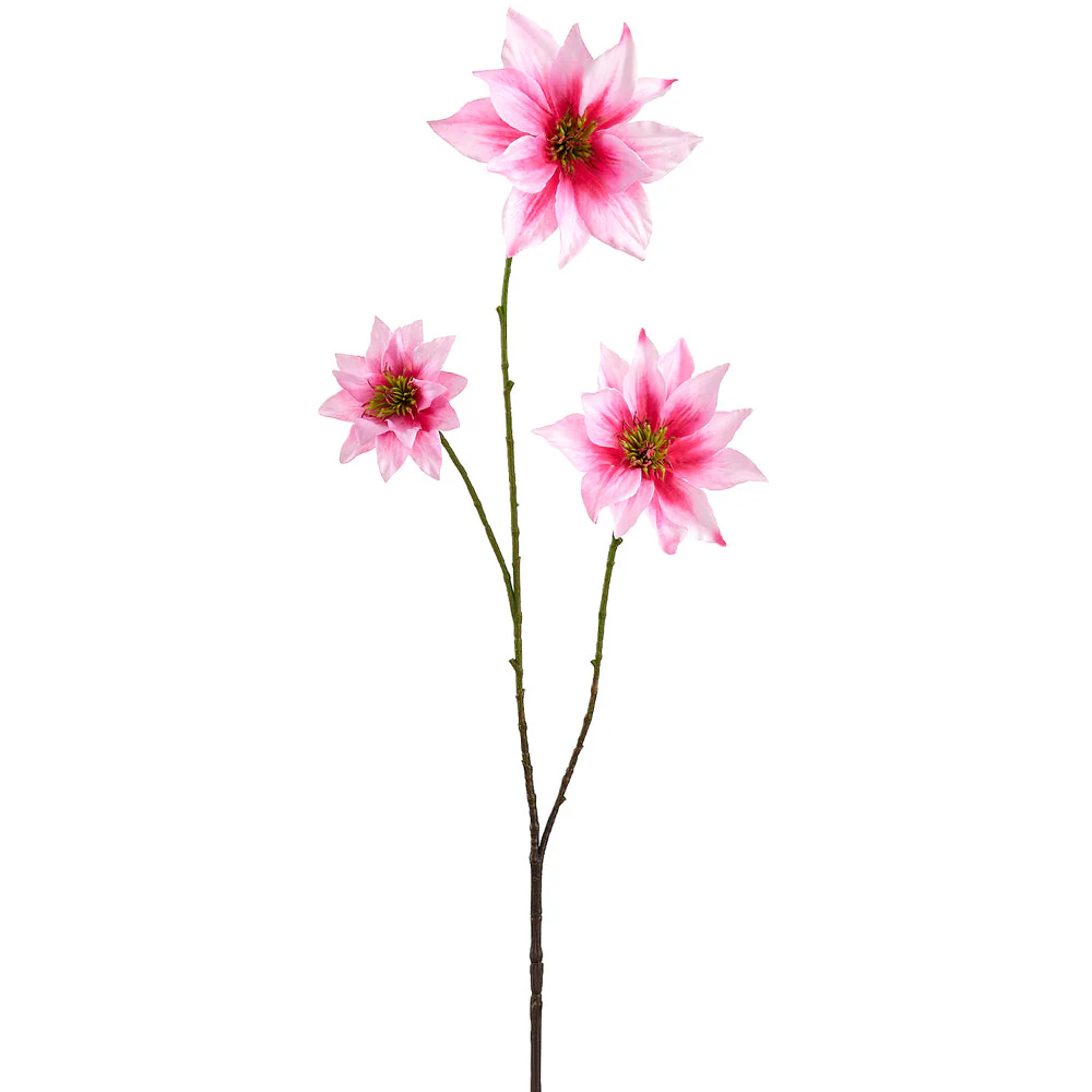 35" Clematis Silk Flower Stem -Pink (Pack of 12)