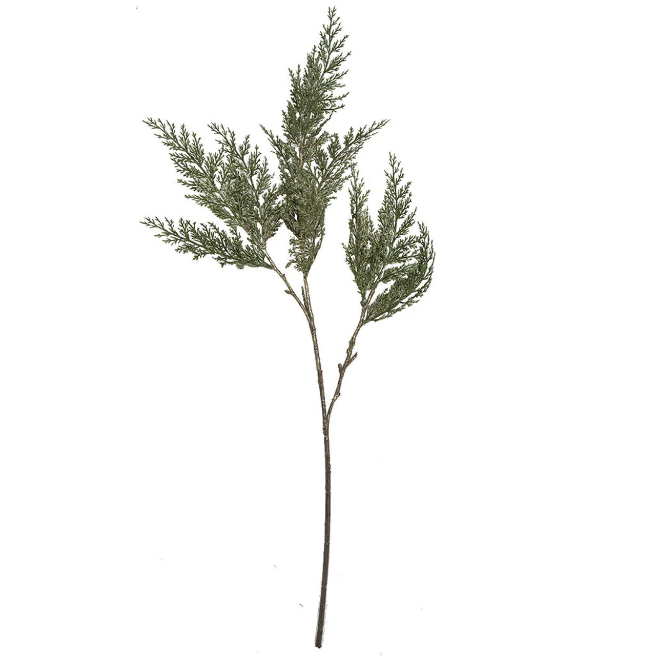 35" Glittered Artificial Cypress Stem -Green/Gold (Pack of 12)