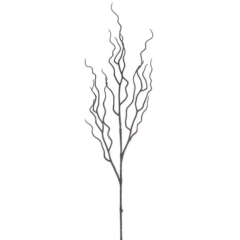 35" Glittered Artificial Twig Stem -Black (Pack of 36)