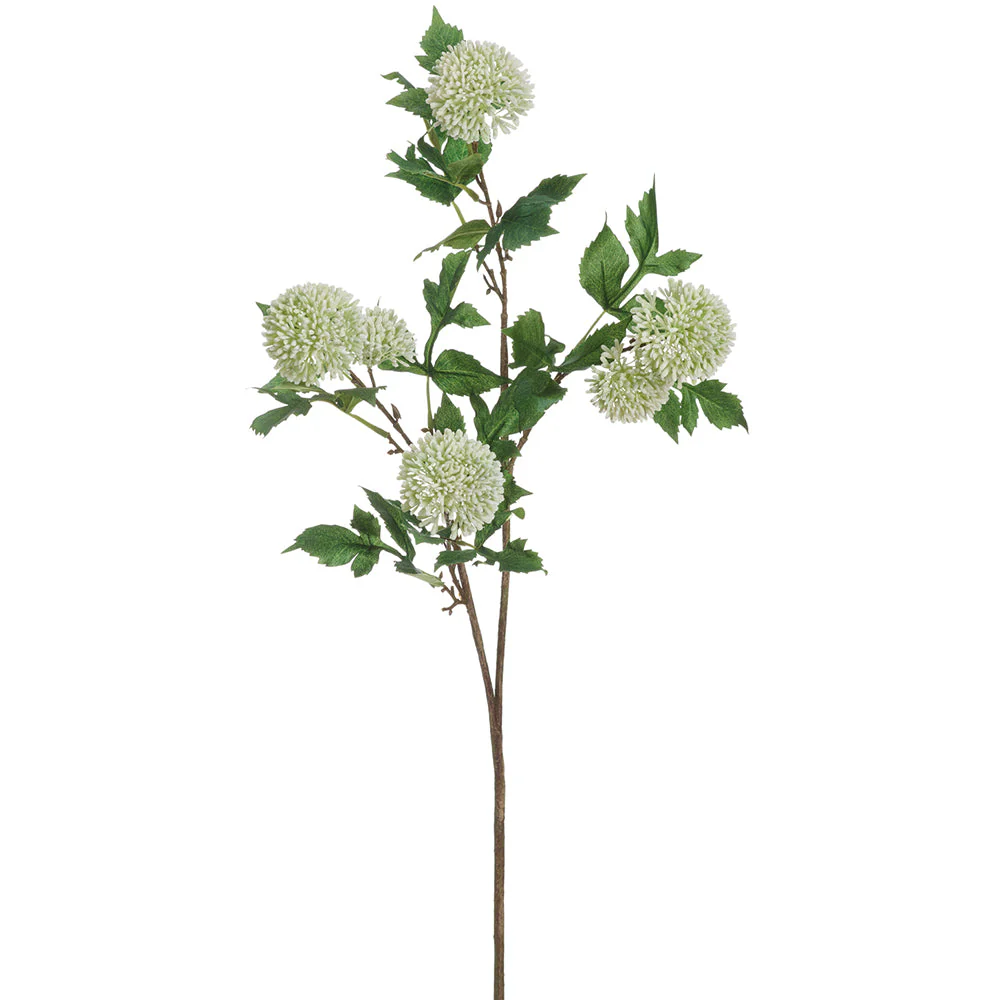 35" Globe Thistle Artificial Flower Stem -Cream/Green (Pack of 6)
