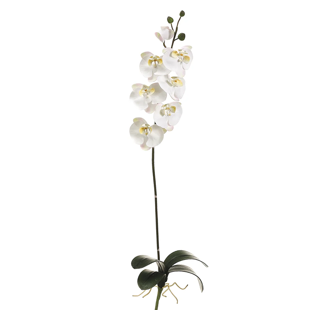 35" Hand-Wrapped Silk Phalaenopsis Orchid Plant Flower Spray -Cream/White (Pack of 6)