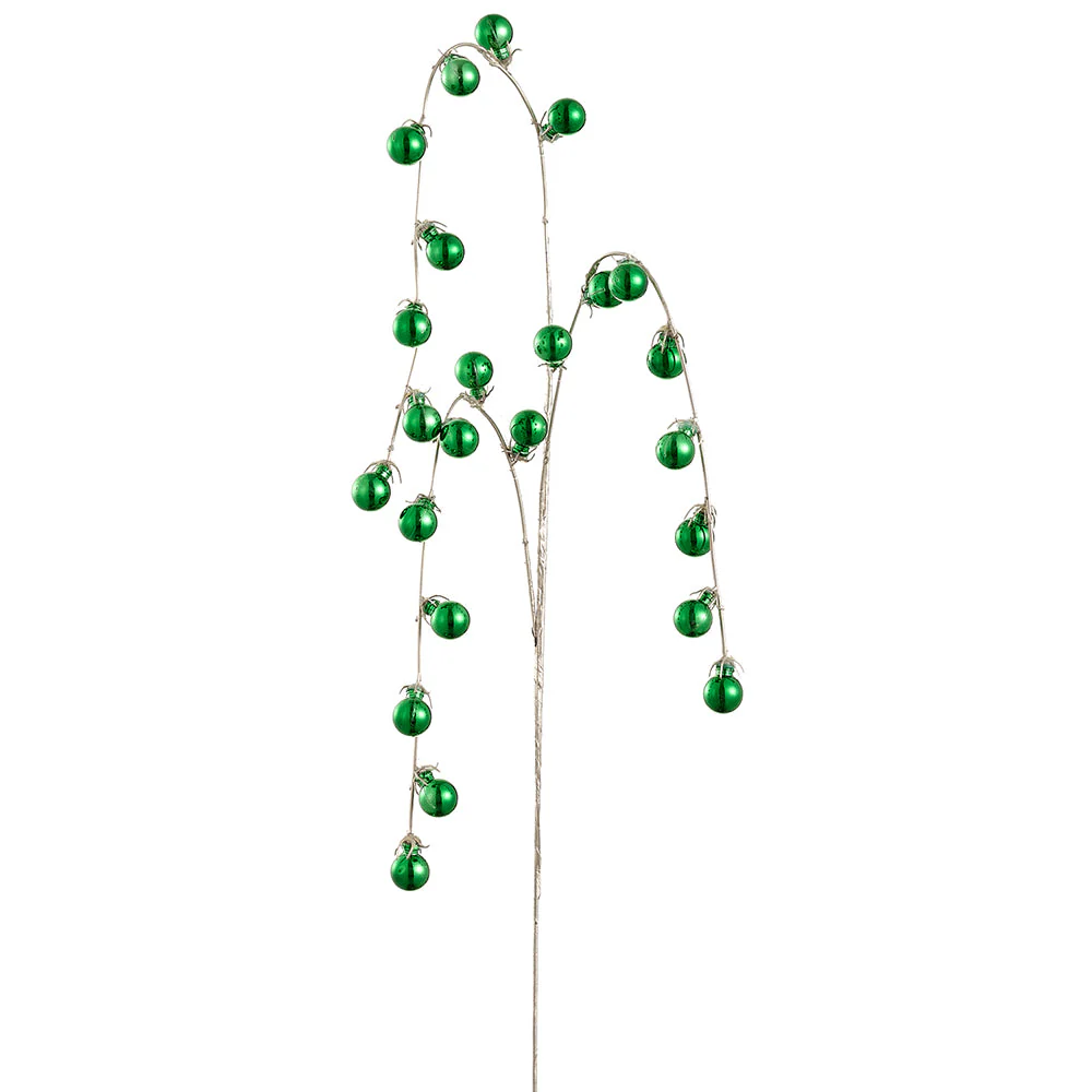 35" Hanging Artificial Ornamental Ball Stem -Green (Pack of 12)
