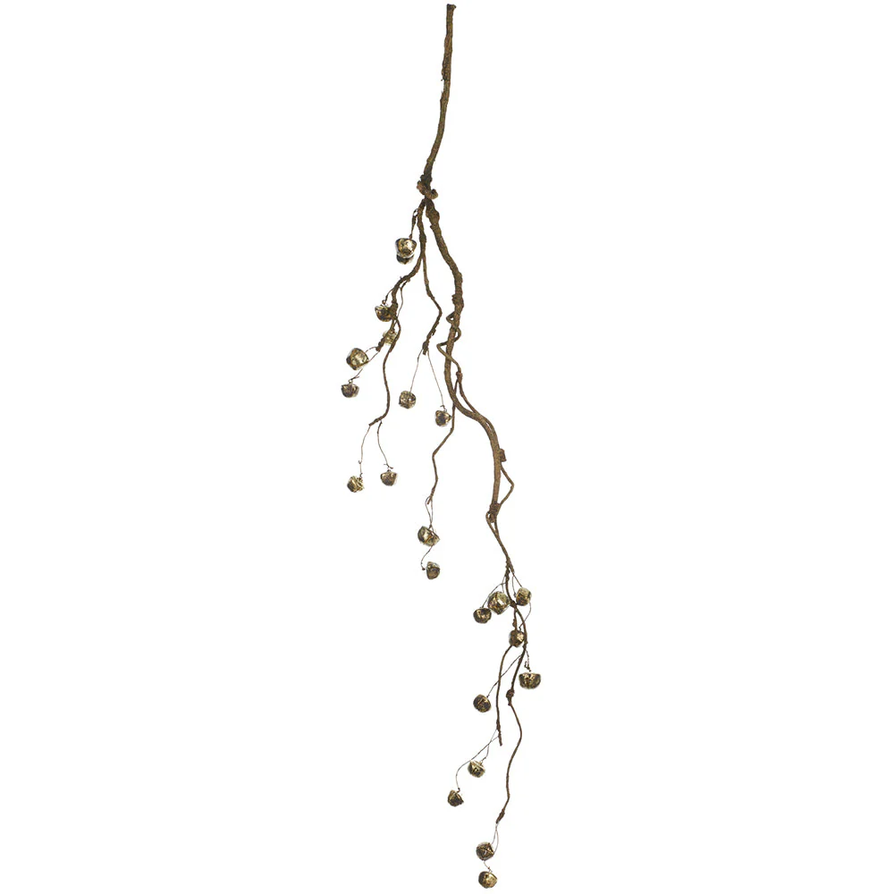 35" Hanging Glittered Artificial Vine Stem With Bells -Rust (Pack of 12)