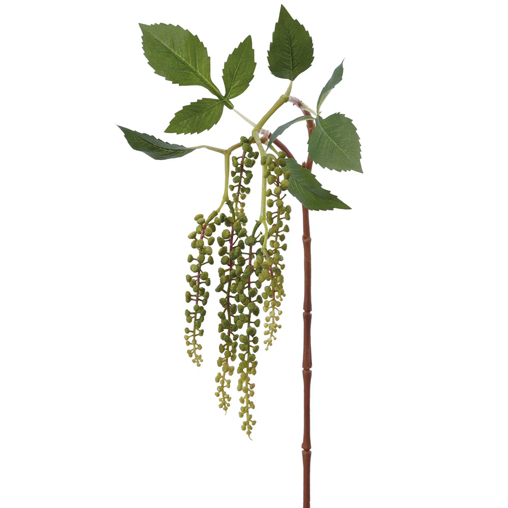 35" Hanging Pokeberry Artificial Stem -Green (Pack of 12)