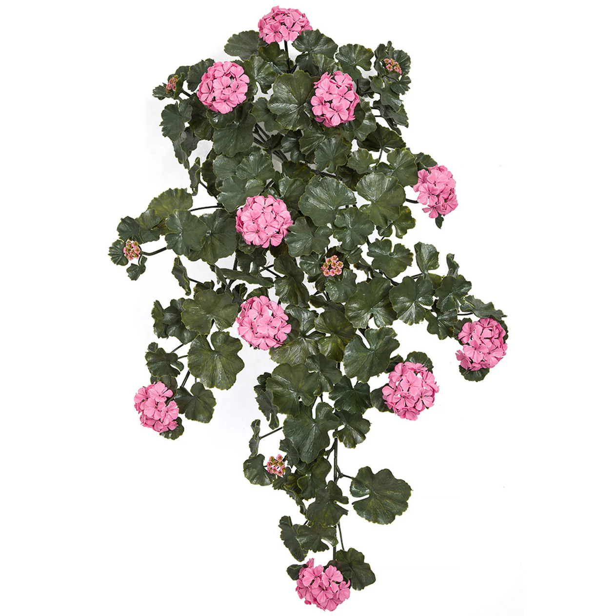 35" Outdoor UV-Proof Hanging Artificial Geranium Flower Bush -Pink (Pack of 2)