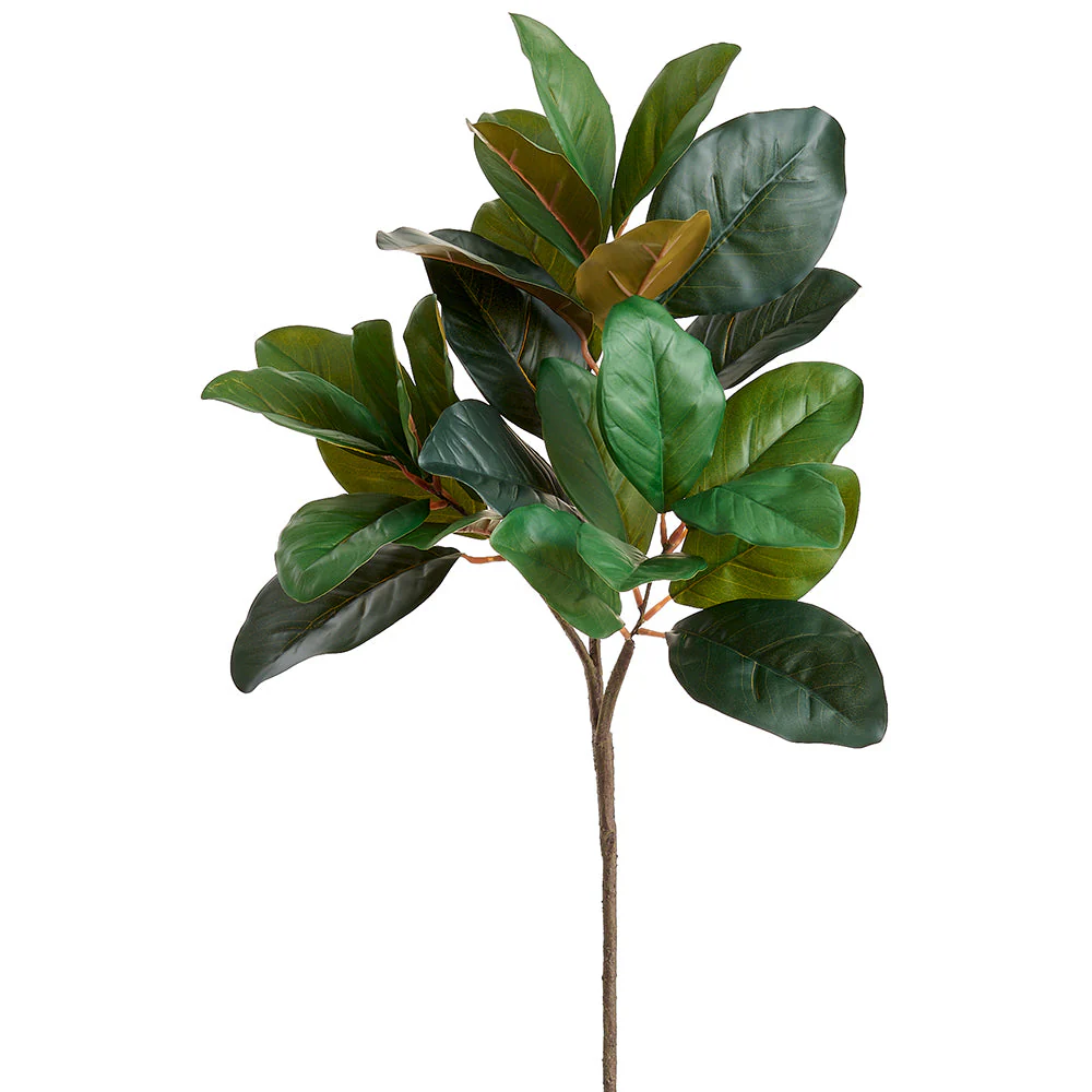 35" PE Artificial Magnolia Leaf Stem -Green (Pack of 8)
