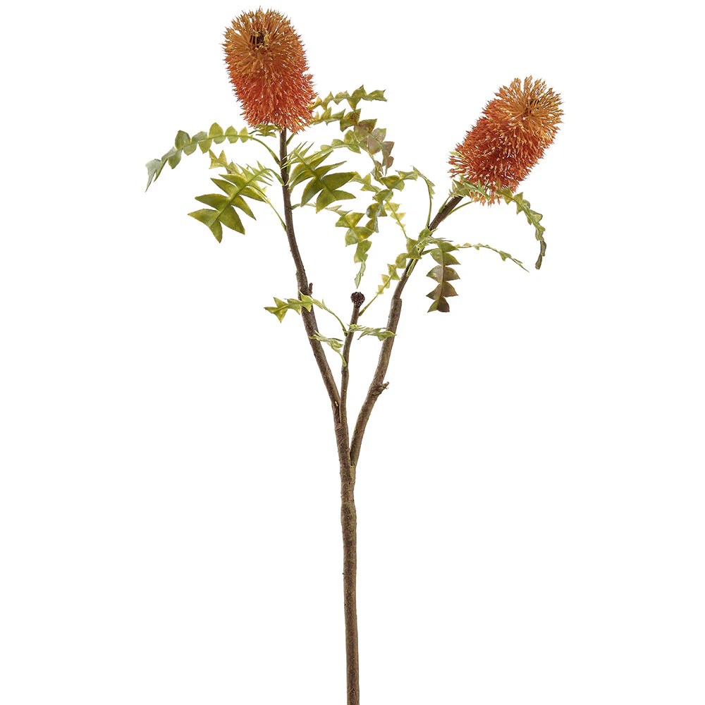 35" Protea Artificial Flower Stem -Orange (Pack of 8)