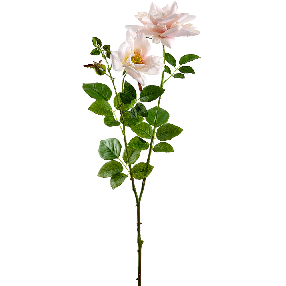 35" Silk Open Rose Flower Stem -Blush (Pack of 12)