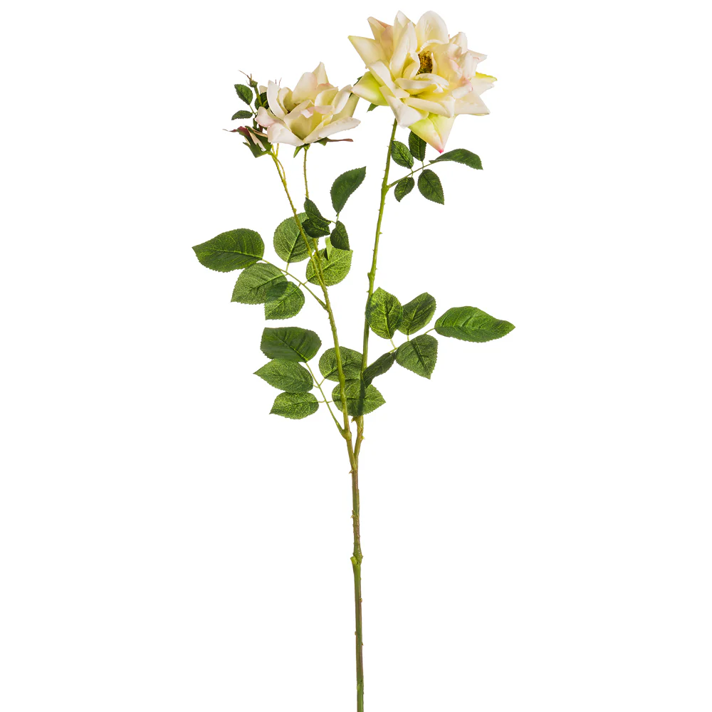 35" Silk Open Rose Flower Stem -Yellow/Rose (Pack of 12)