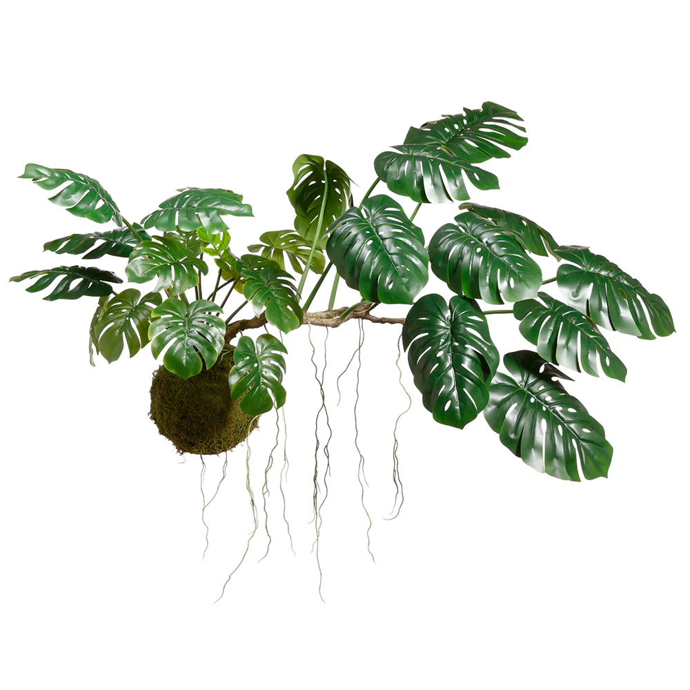 35" Silk Split Philodendron Monstera Leaf Plant w/Wall Mount -Green