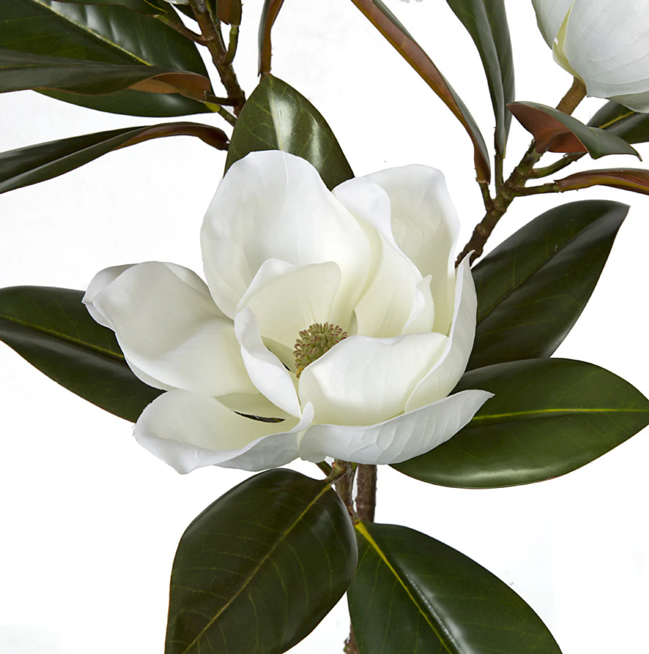 35" Soft-Touch Silk Magnolia Flower Stem -White (Pack of 4) - Image 2
